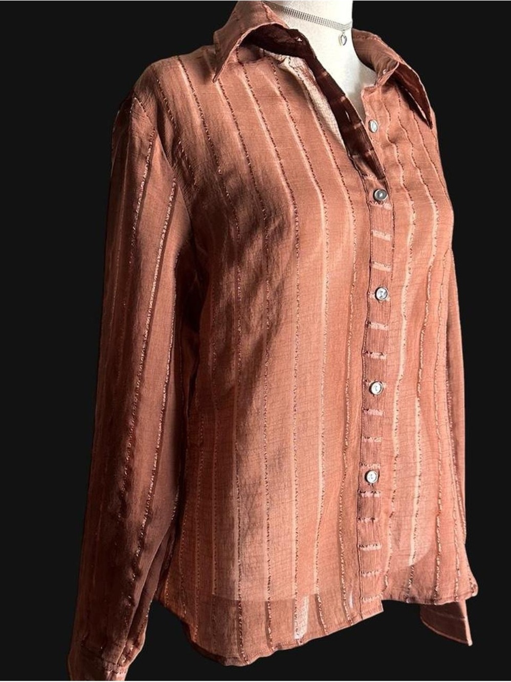 Celine Copper-Striped Button-Down Shirt